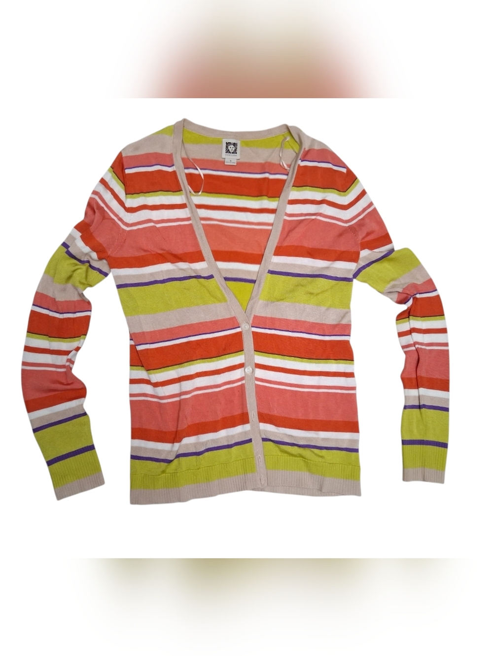 Anne Klein Y2K Striped Button Down Cardigan EUC Size S